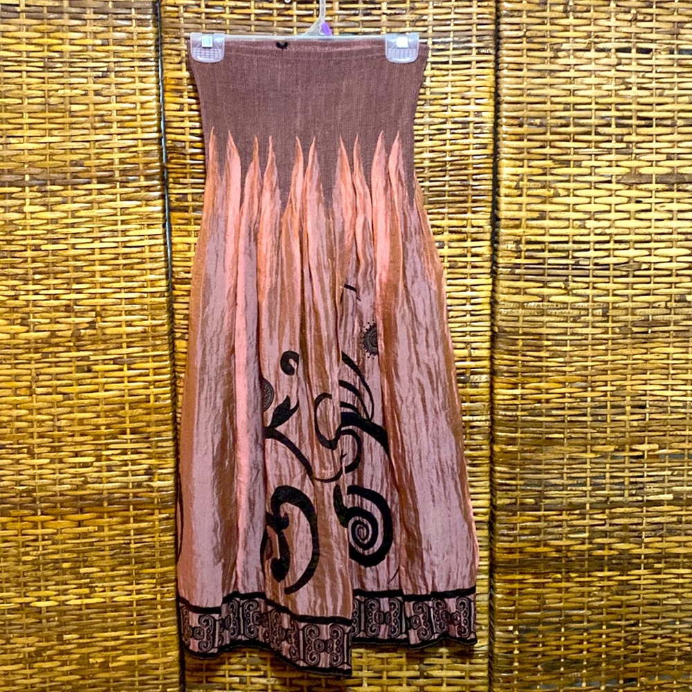 EUC Lapis Iridescent, pink and dark brown design Tube Dress or skirt one size